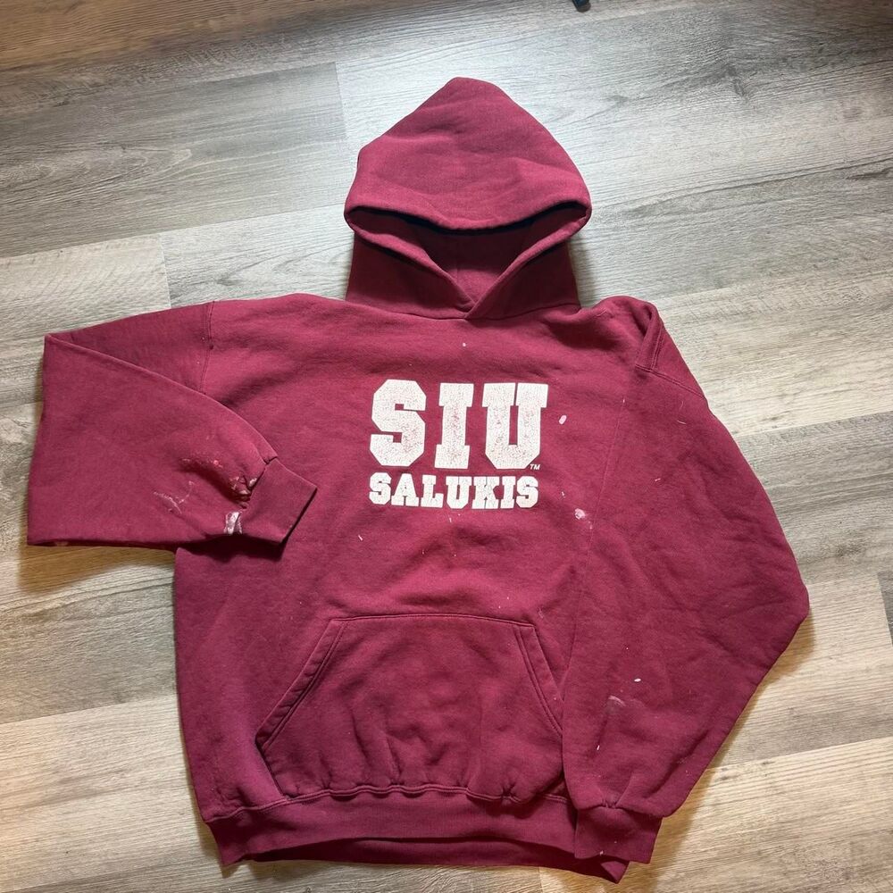 Russell-athletic Men's Burgundy and Red Hoodie
